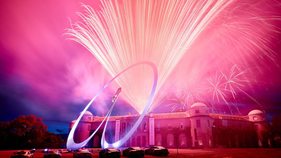 Dominic James Fireworks explode over Goodwood House during Festival of Speed 2019