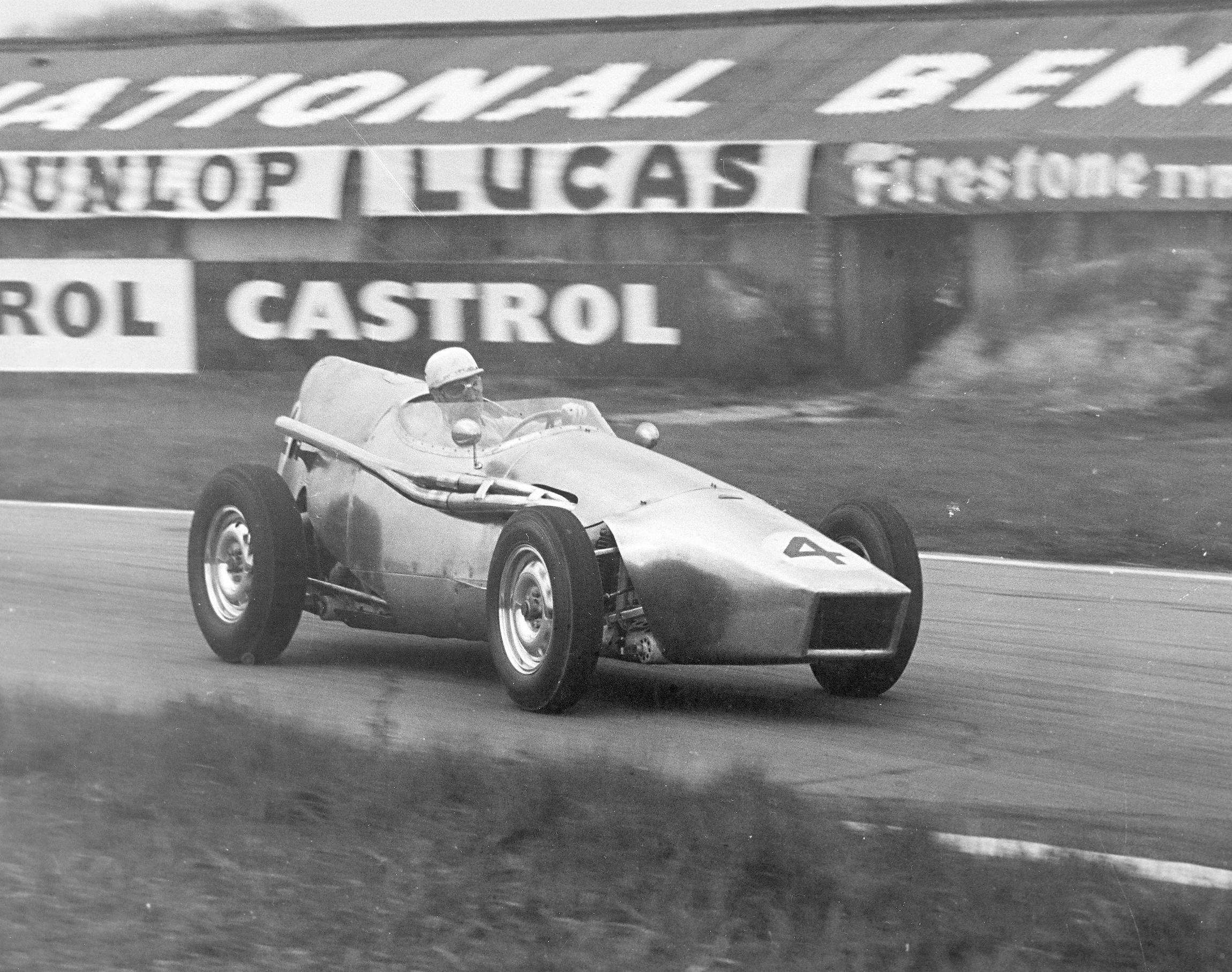 Stuart Lewis-Evans in the unlovely ‘Toothpaste Tube’ Connaught - Glover Trophy 1957 race winner.