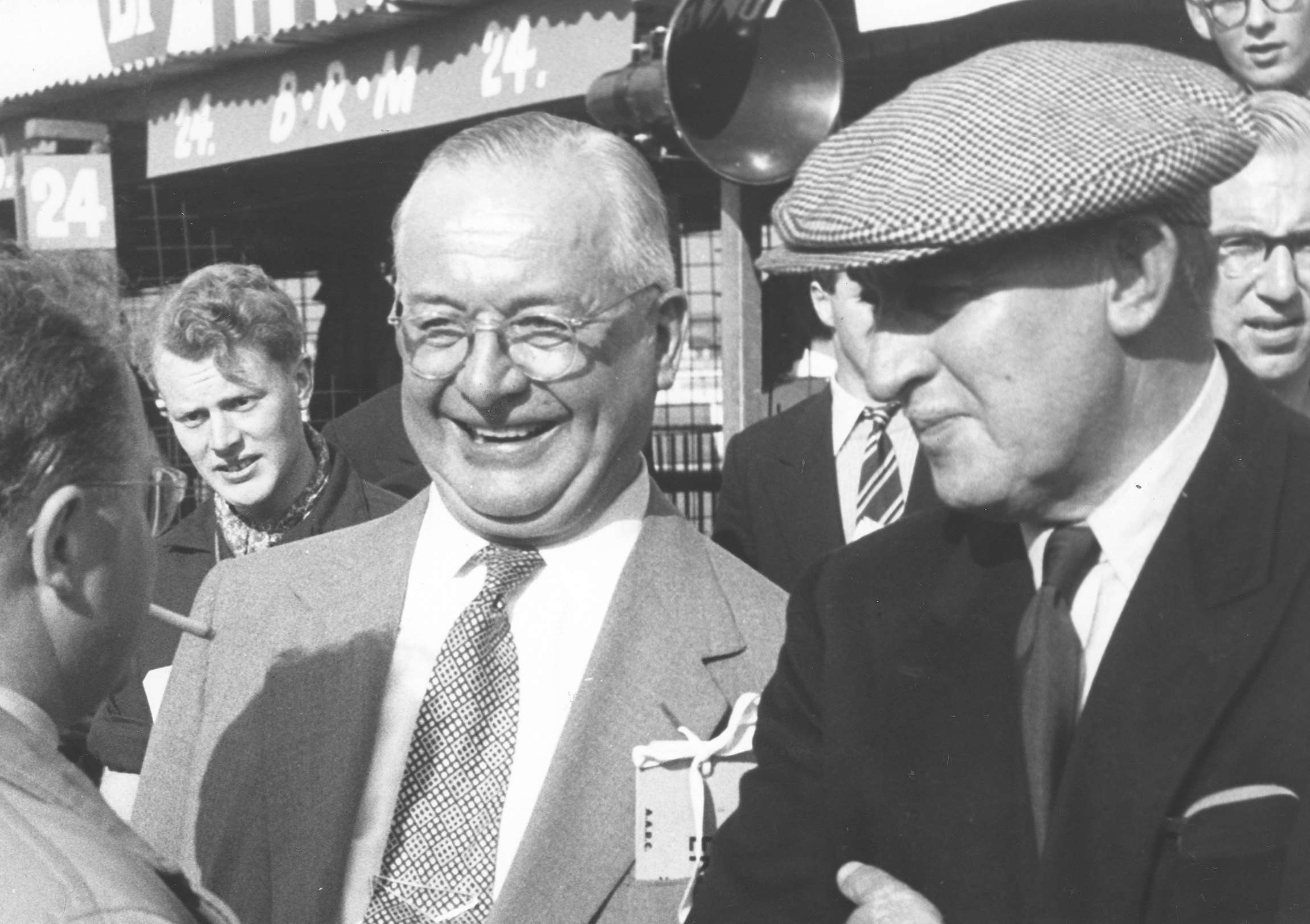 Racing engine men - Tony Vandervell (left) with Harry Weslake (right)