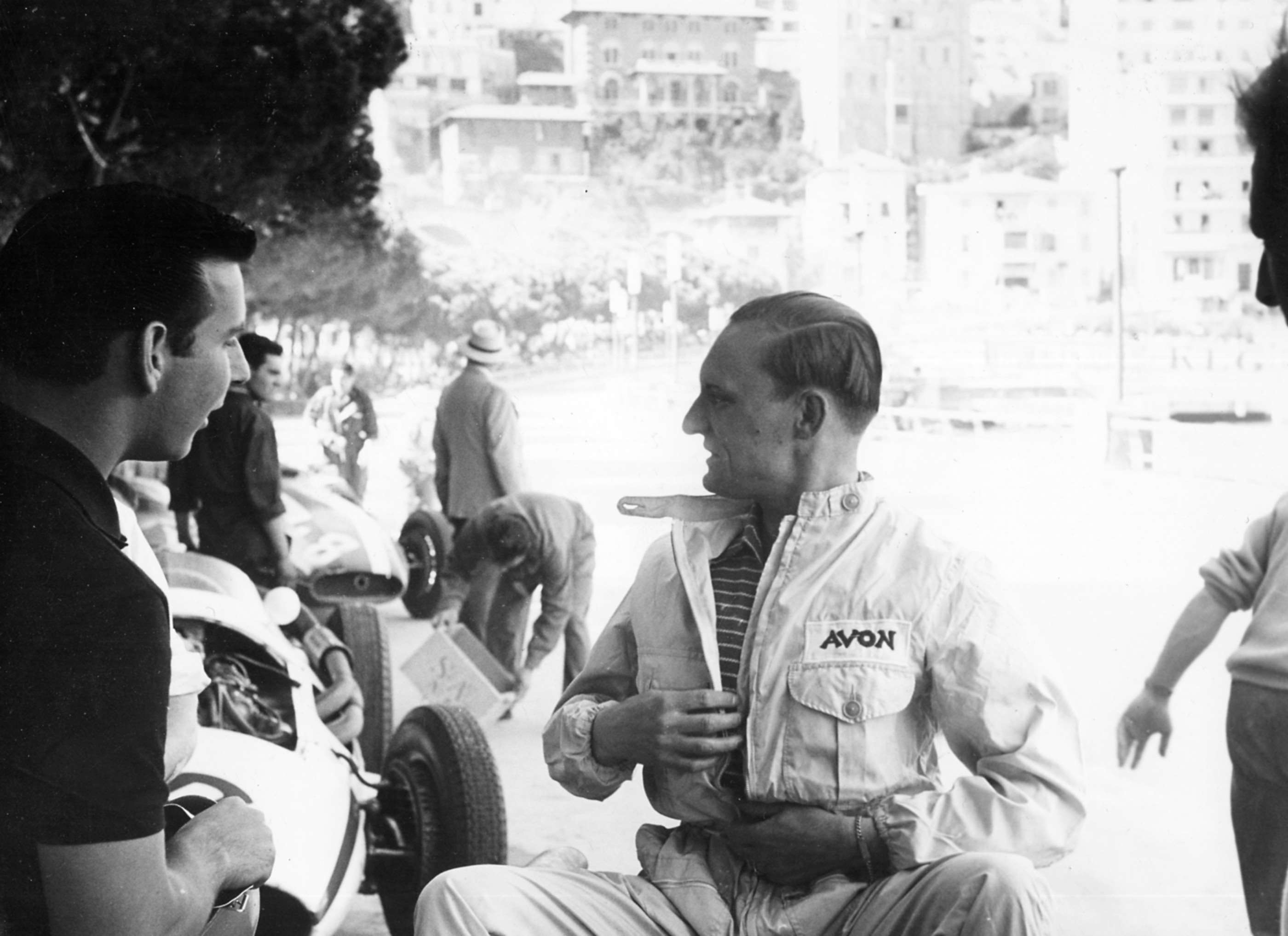 Mr E in his Connaught during practice for the 1958 Monaco GP