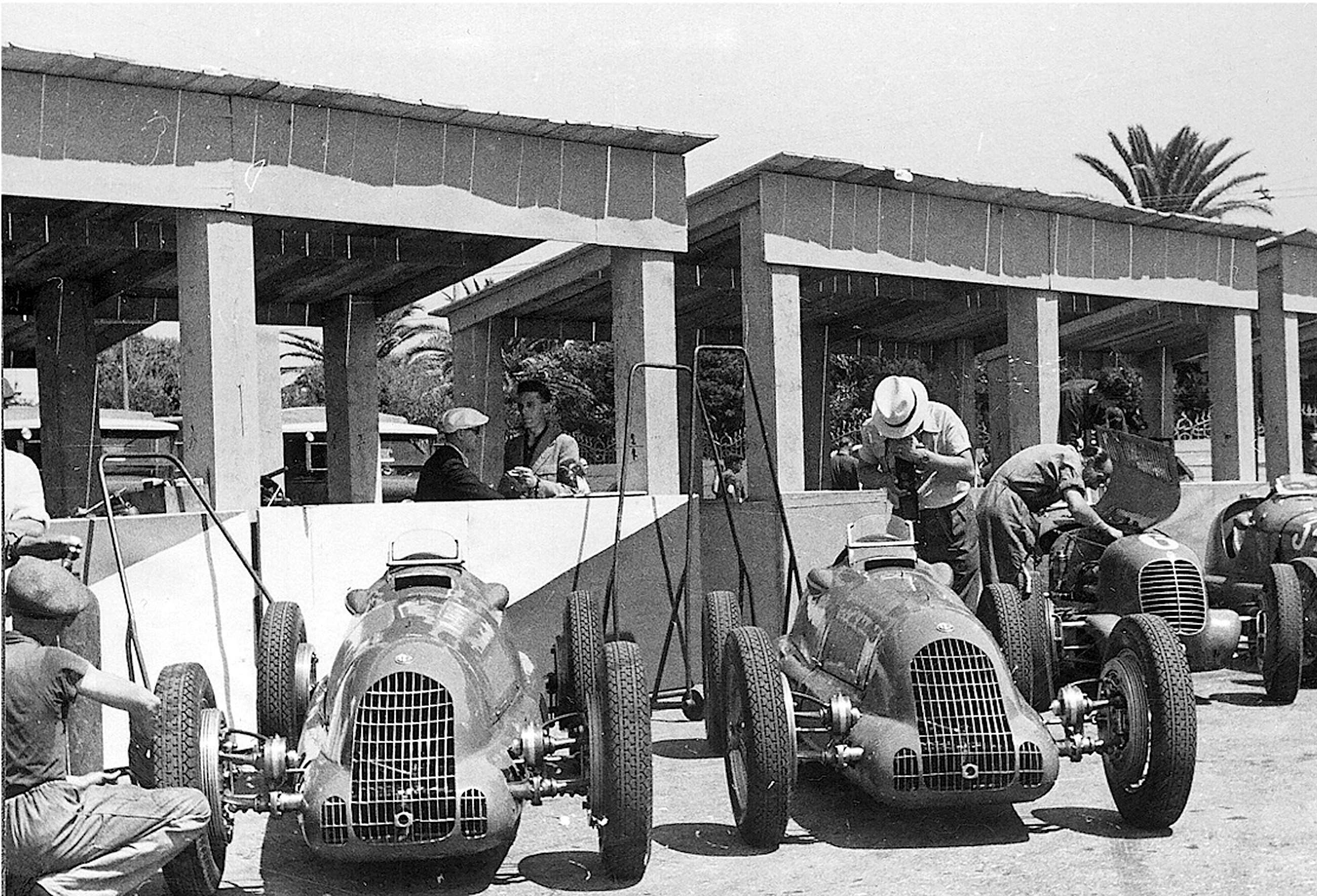 The first Alfa Romeo 158 ‘Alfetta’ prototypes in the Livorno pits, Italy, 1938