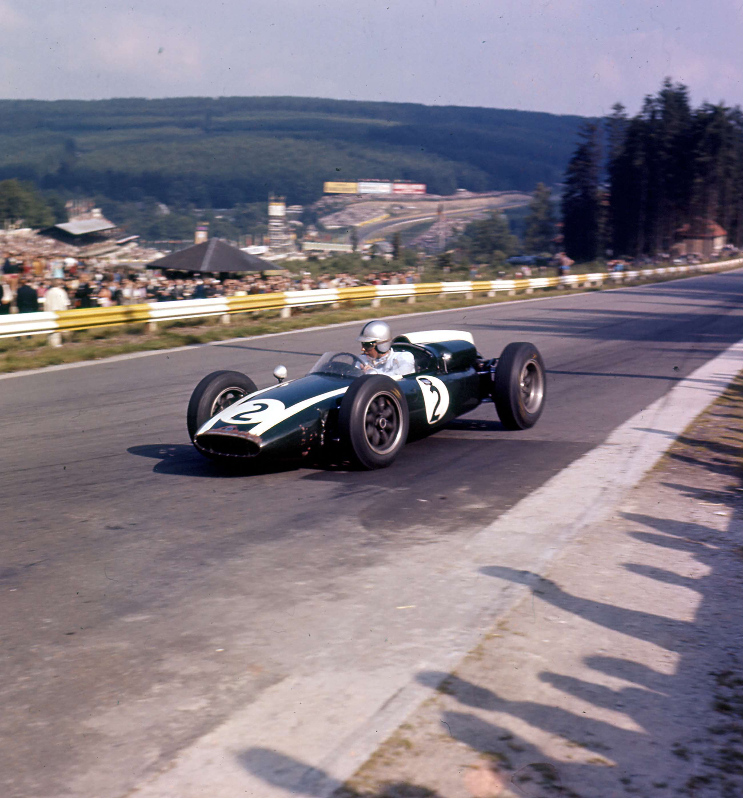 Jack Brabham winning the 1960 Belgian GP at Spa-Francorchamps in the latest works Cooper-Climax T53 ‘Lowline'.