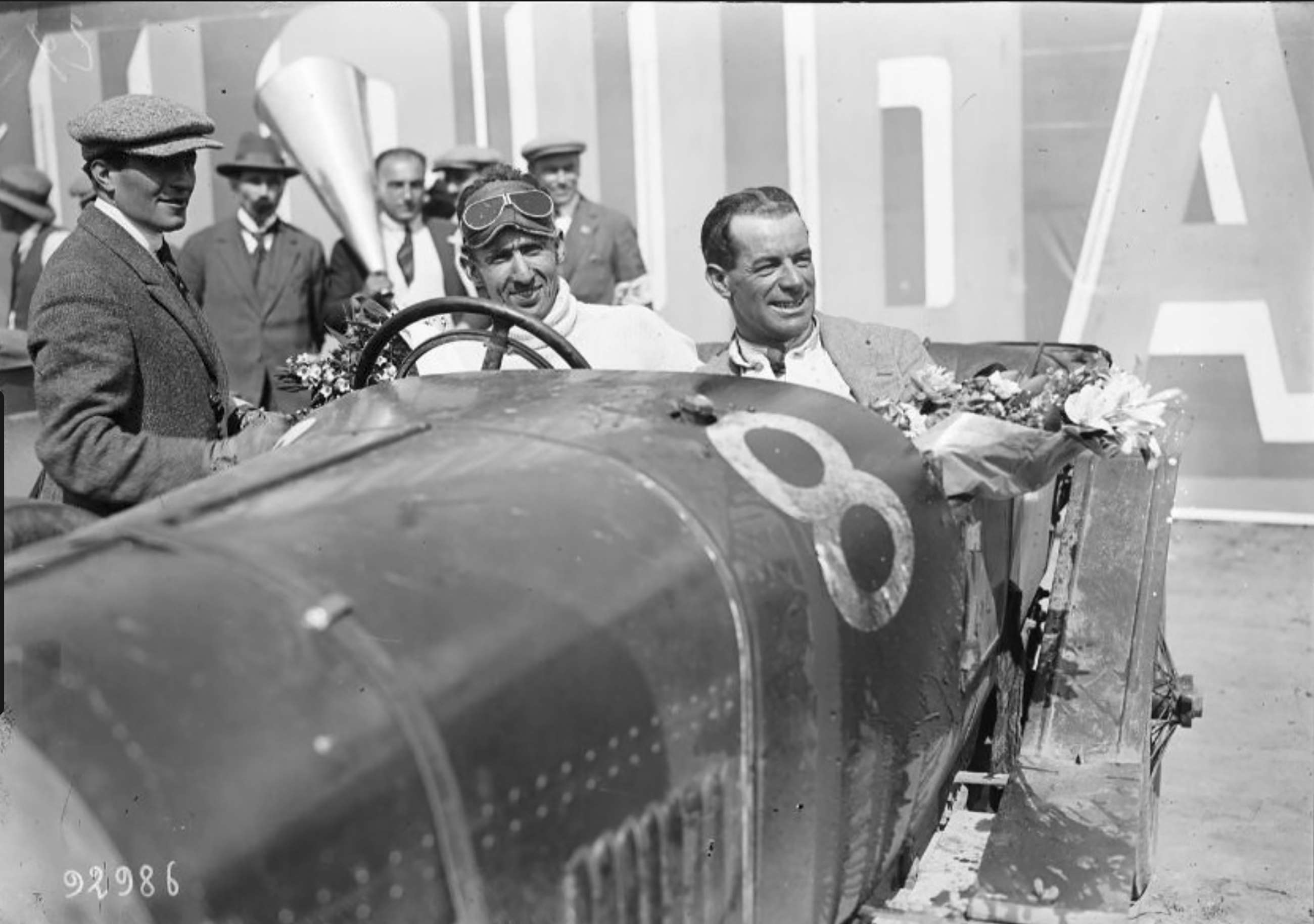 1924 Le Mans winning drivers John Duff (at wheel) and Frank Clement in their works-prepared, but John Duff-entered, Bentley 3.0-Litre.