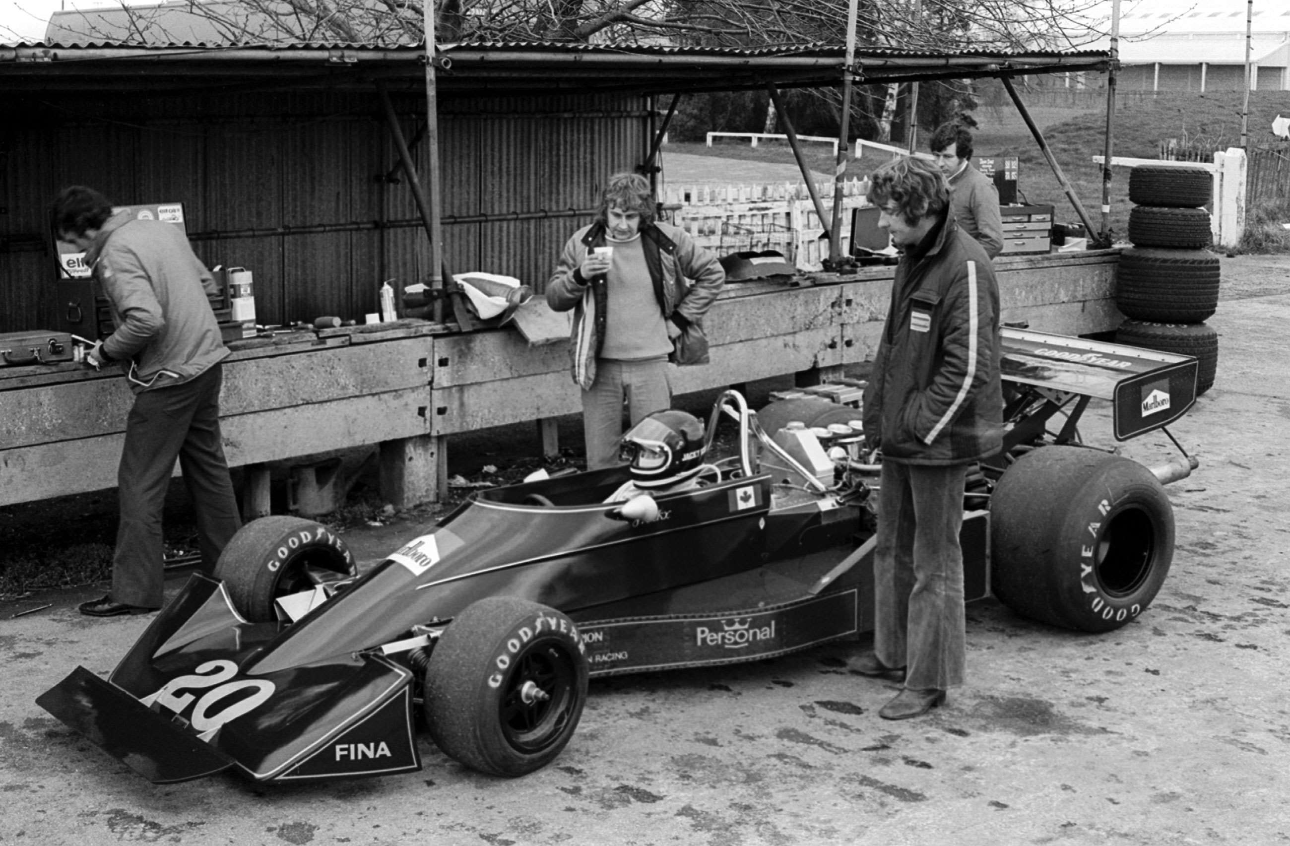 Jacky Ickx testing the Wolf-Williams FW05 at Goodwood, 1976.