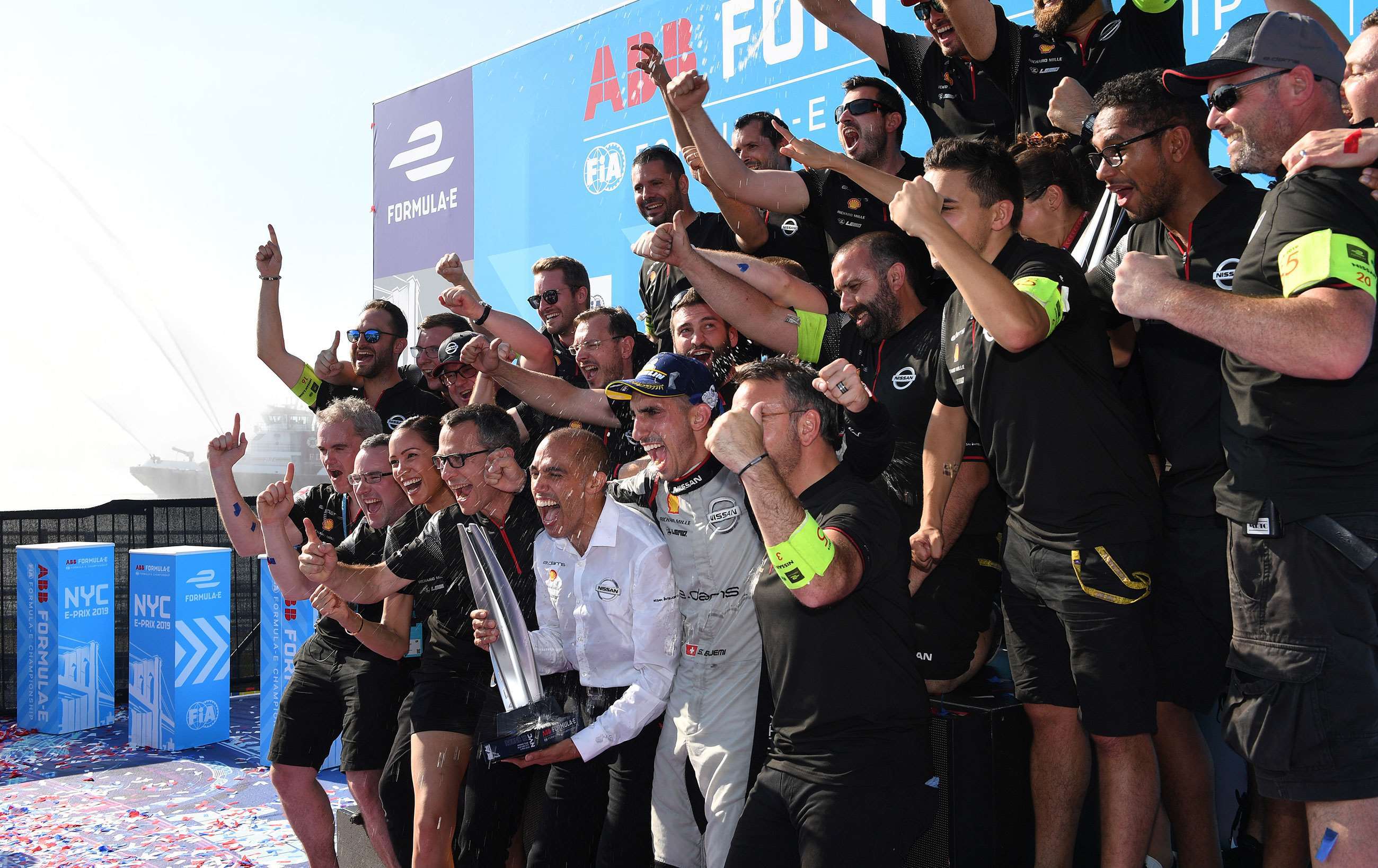 Nissan's first Formula E win, taken by Sébastien Buemi in the 2018/19 season in New York. 